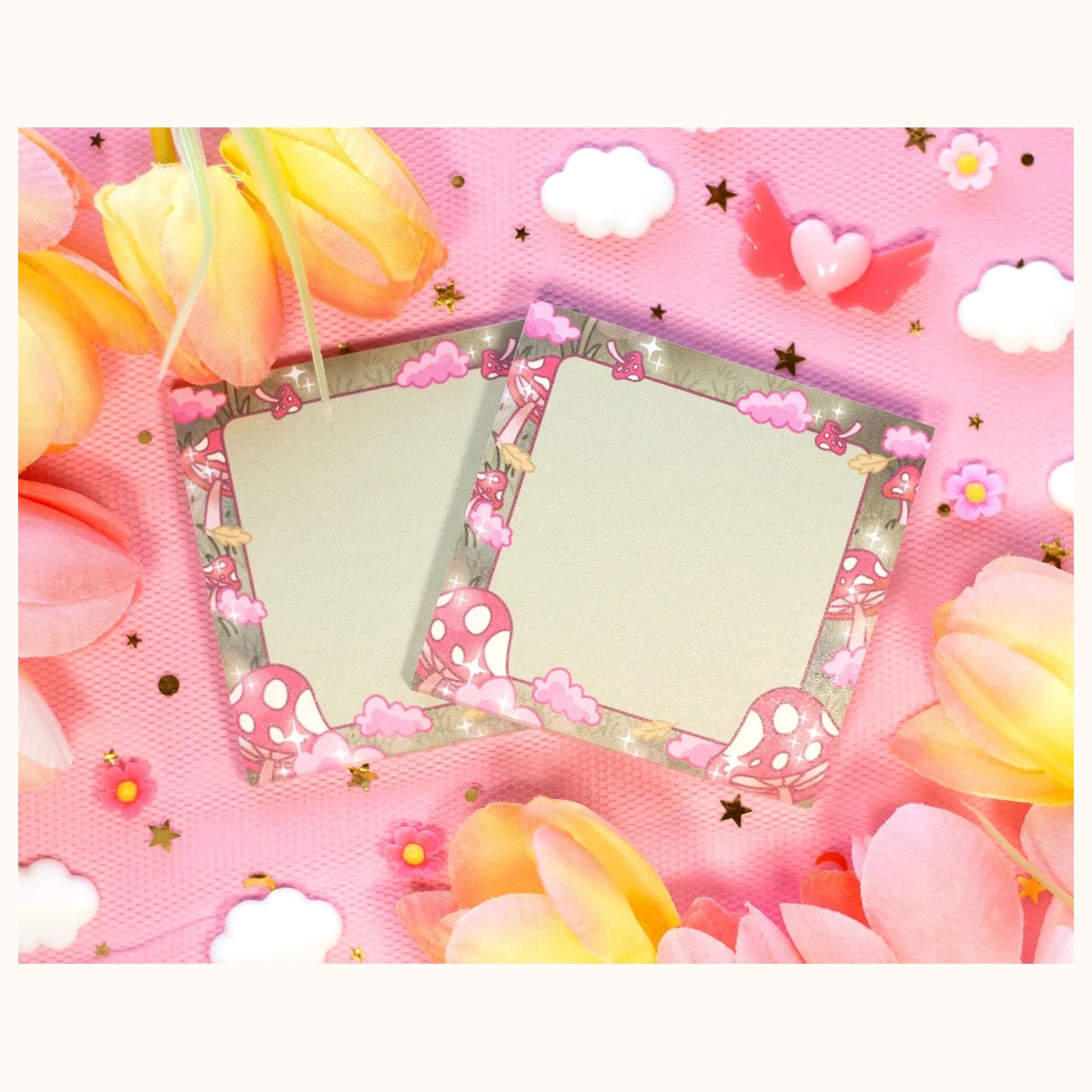 Mushroom Cottagecore Sticky Note | Cute Kawaii Dreamy Aesthetic Stationery Memo Pad by Farouk Book Store