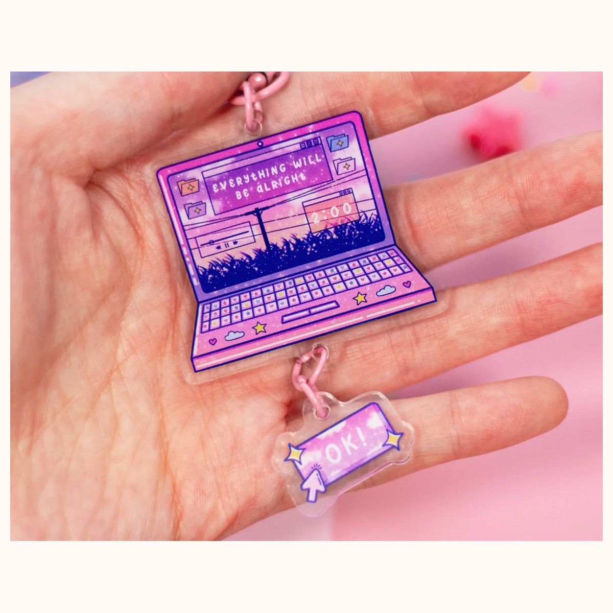 Laptop Linked Keychain | Aesthetic Cute Acrylic Charm view 2