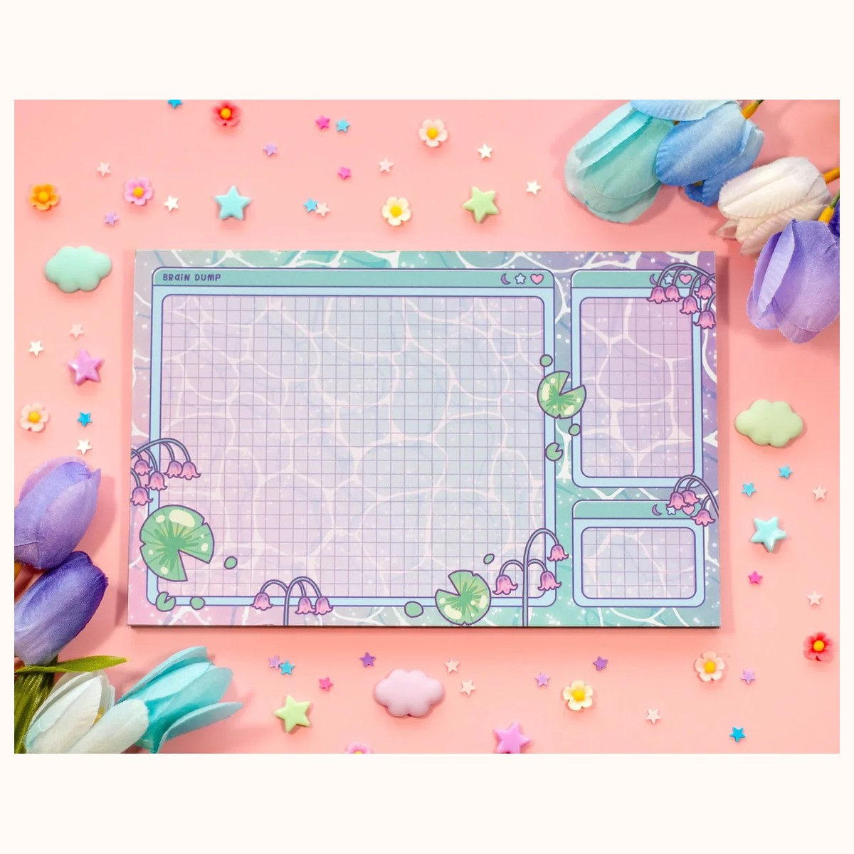 Lily Pad Brain Dump Planner Pad | Kawaii Art Cute Aesthetic Stationery Office Supplies Gift by Farouk Book Store
