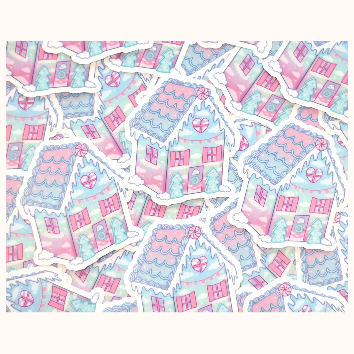 Gingerbread House CLEAR Sticker | Christmas Holiday Cute Aesthetic Waterproof Vinyl view 4