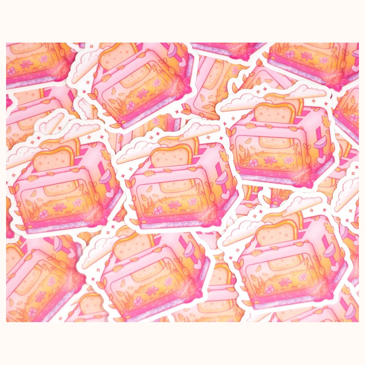 Cute Toaster Vinyl Waterproof Sticker | Cute Kawaii Aesthetic Laptop Decal view 3