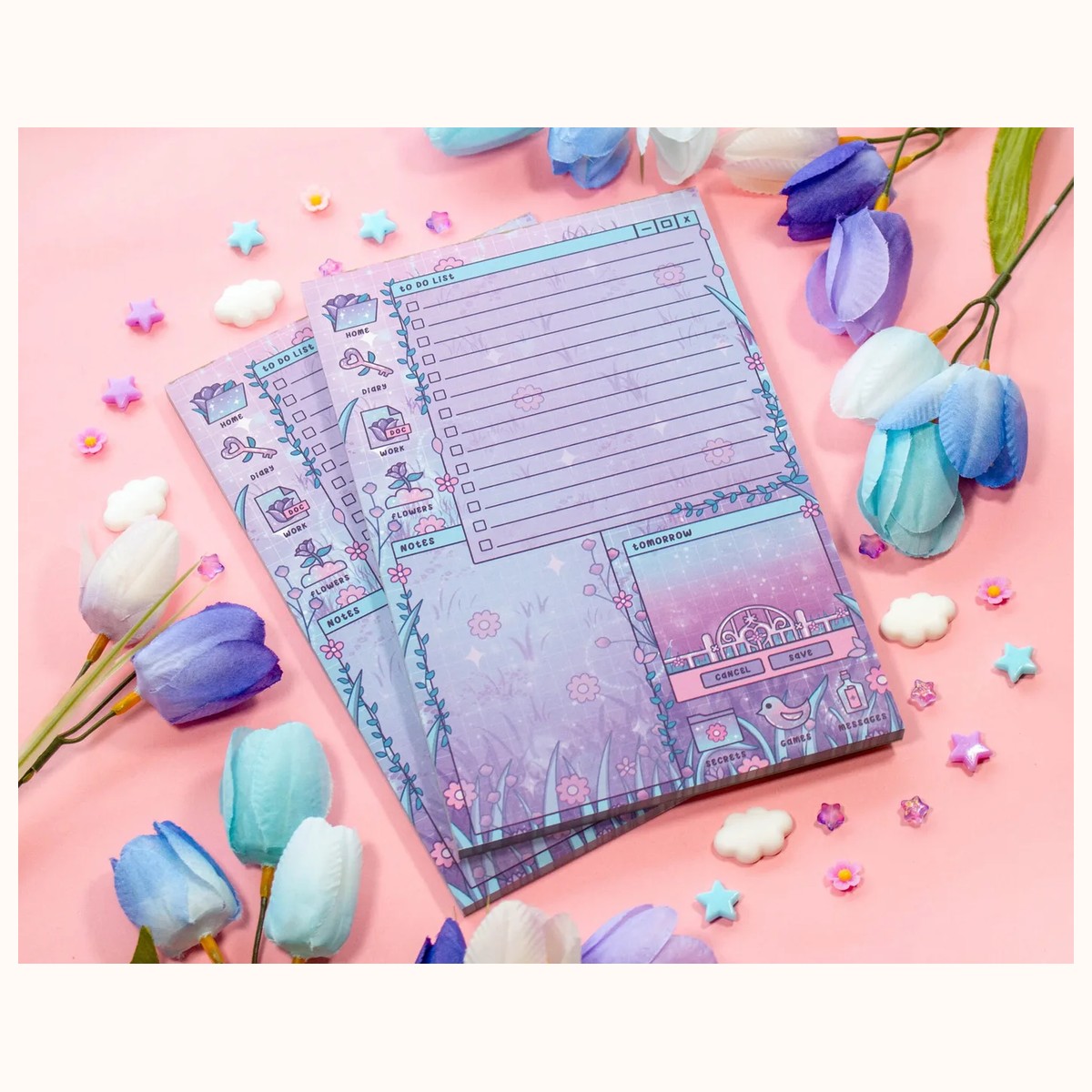 Secret Garden Daily Planner Pad | Dreamy Floral Cute Kawaii Art Aesthetic Stationery Note Pad view 4