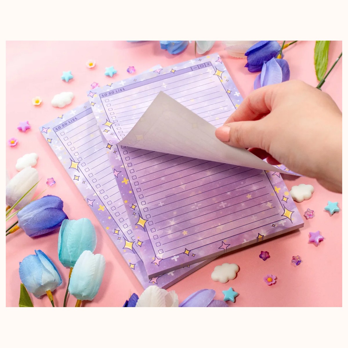 Sparkles to Do List Planner Pad | Dreamy Cute Kawaii Art Aesthetic Stationery Note Pad view 2