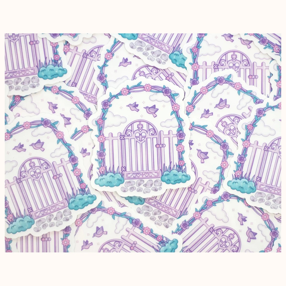 Secret Garden Gate Vinyl CLEAR Sticker | Cute Aesthetic Waterproof Durable Laptop Sticker view 3