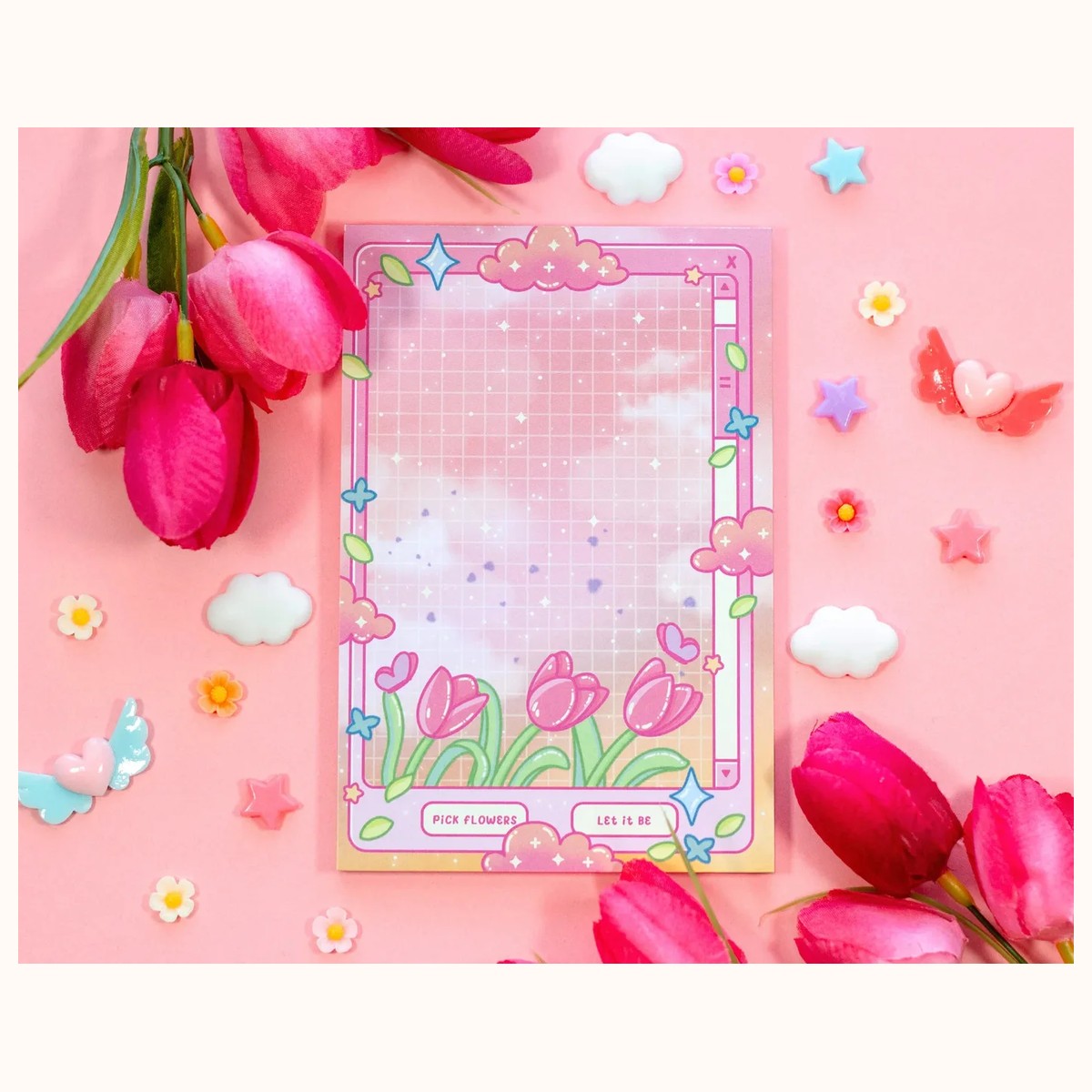 Tulip Dreams Popup Window Notepad | Cute Dreamy Kawaii Aesthetic Stationery Memo Pad by Farouk Book Store