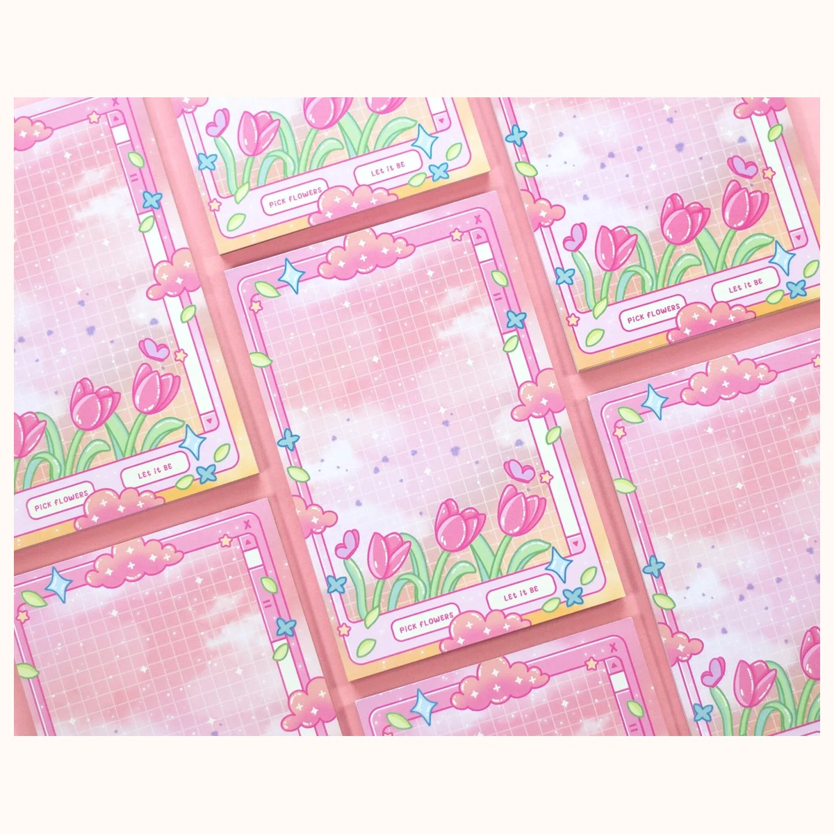 Tulip Dreams Popup Window Notepad | Cute Dreamy Kawaii Aesthetic Stationery Memo Pad view 4