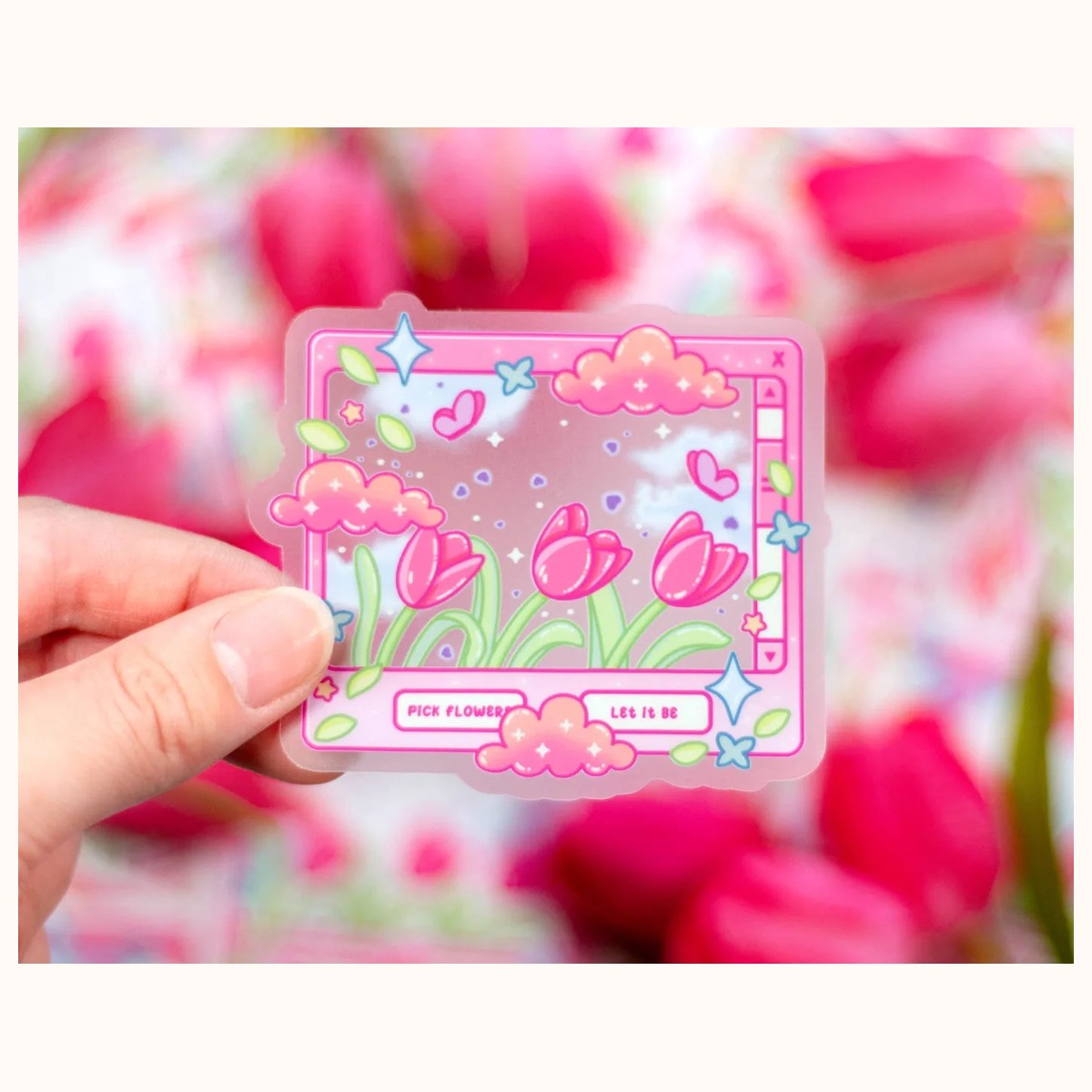 Tulip Dreams Window CLEAR Sticker | Cute Aesthetic Waterproof Durable Laptop Sticker, stickers from Farouk Book Store