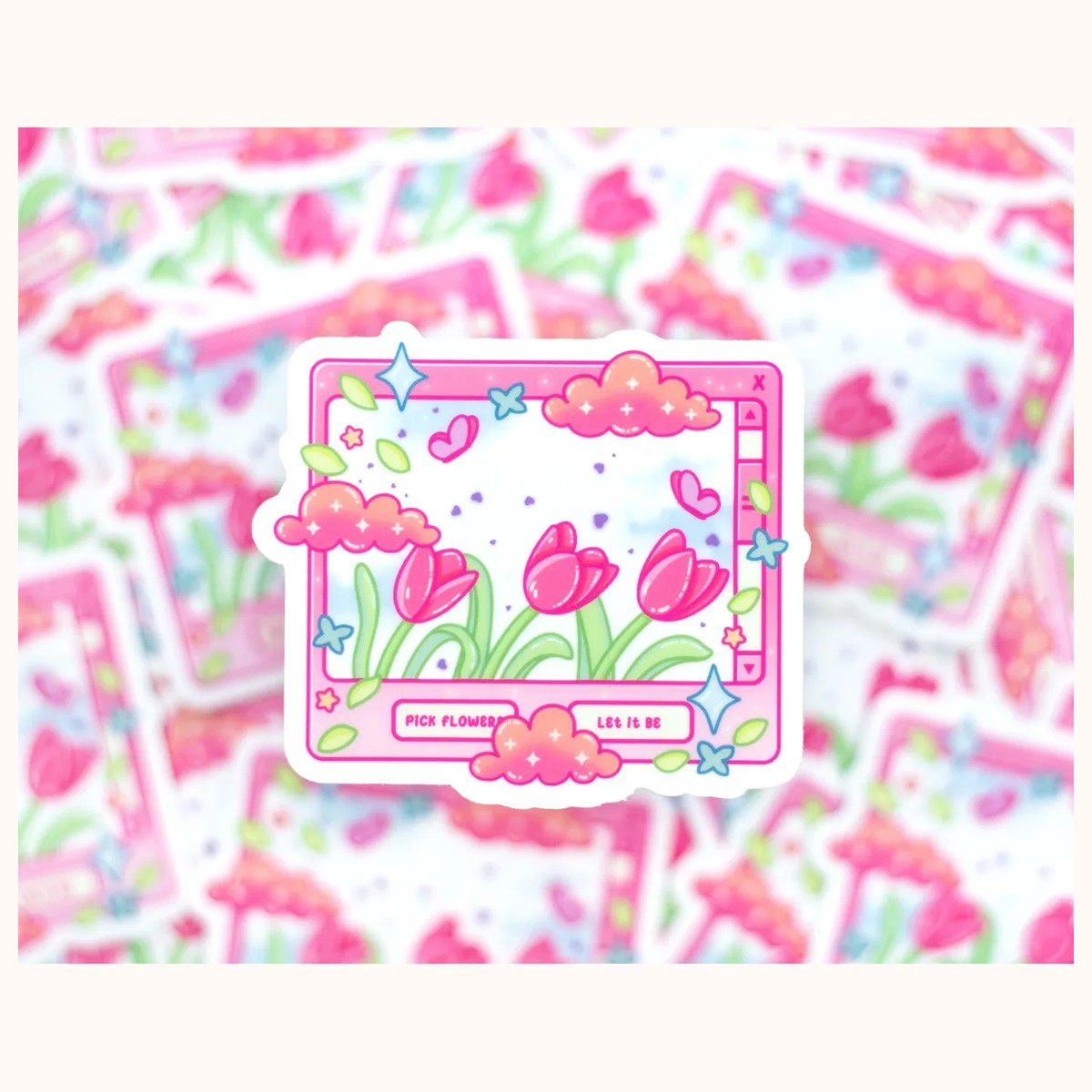 Tulip Dreams Window CLEAR Sticker | Cute Aesthetic Waterproof Durable Laptop Sticker view 2