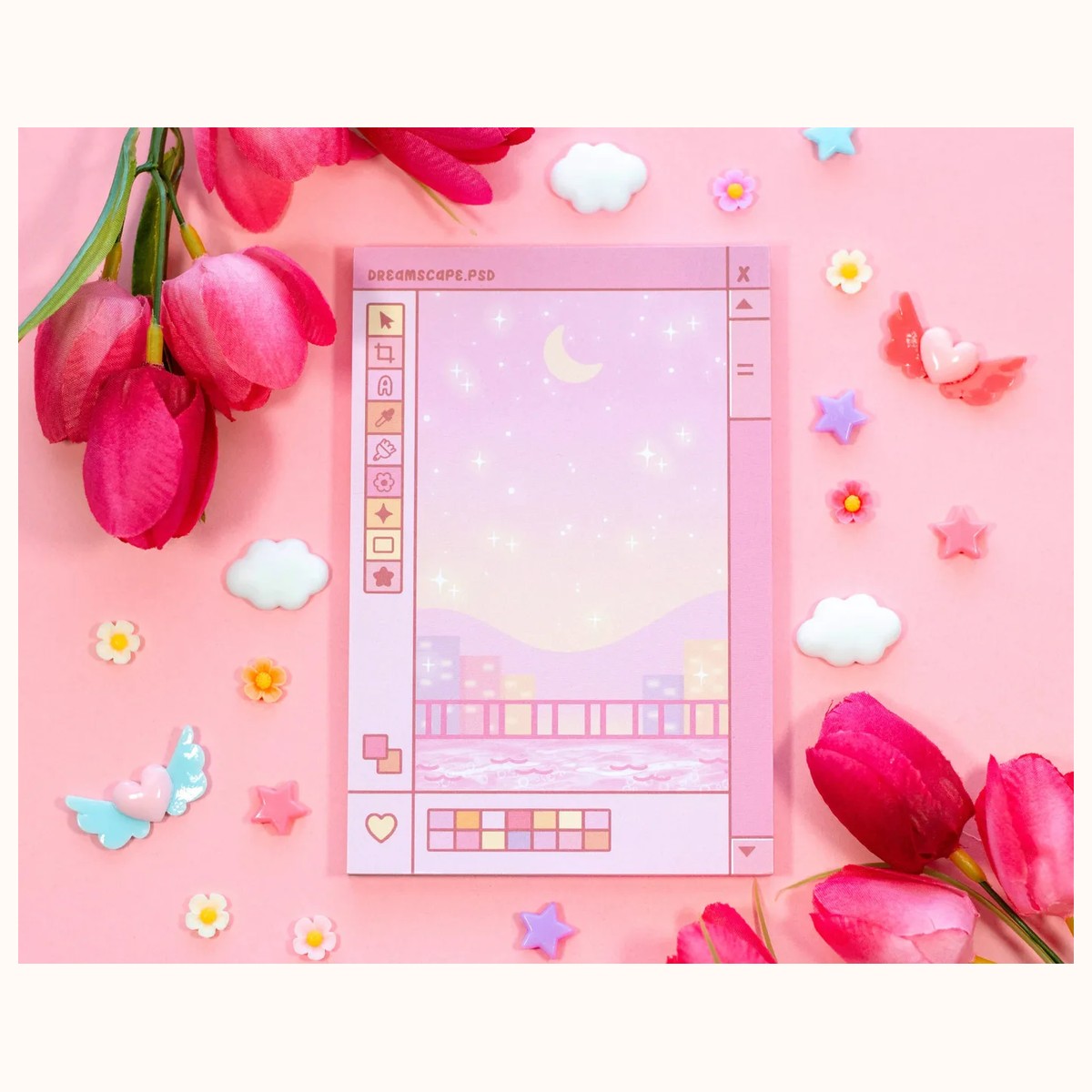Digital Dreamscape Notepad | Cute Dreamy Kawaii Aesthetic Stationery Memo Pad by Farouk Book Store