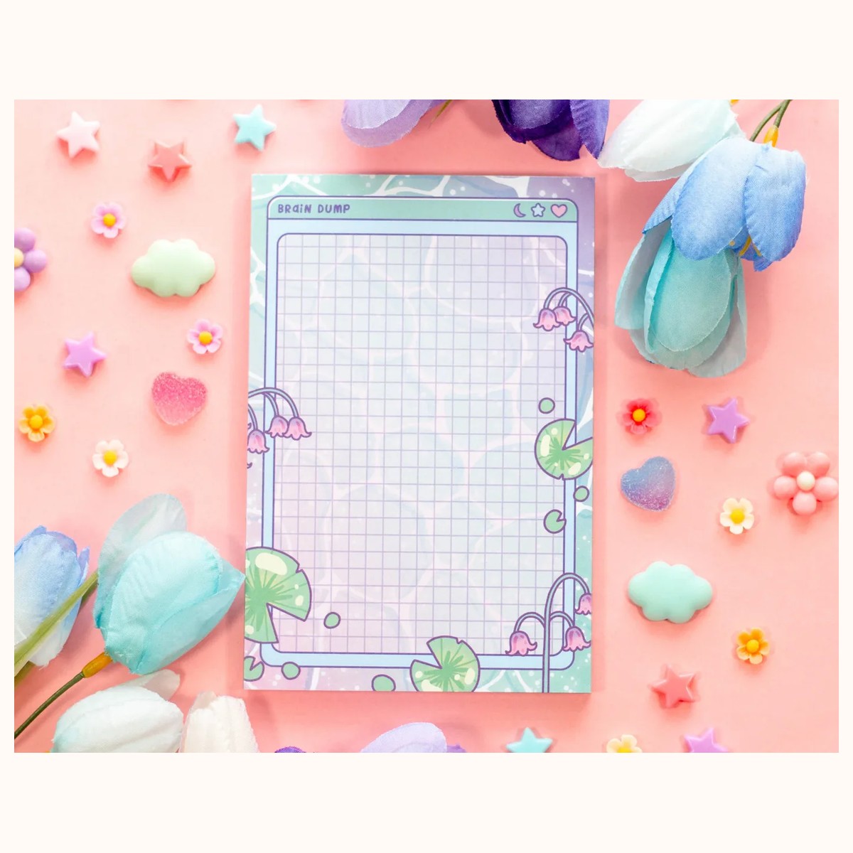 Lily Pad Notepad | Cute Dreamy Kawaii Aesthetic Stationery Memo Pad by Farouk Book Store