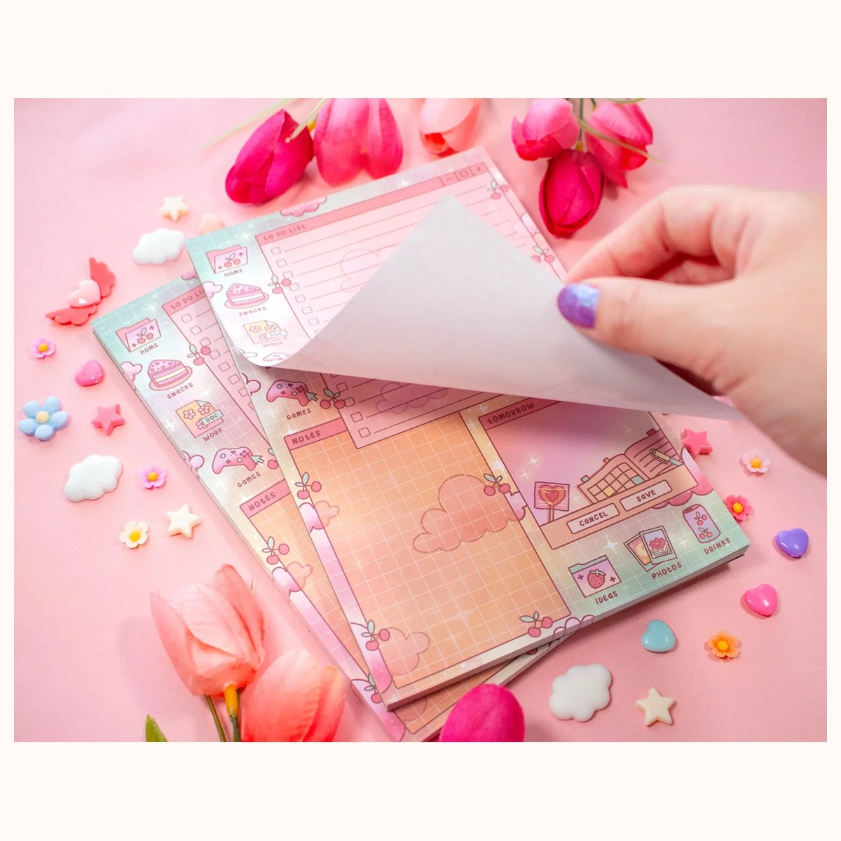 Study Break Daily Planner Pad | Kawaii Art Aesthetic Stationery view 2