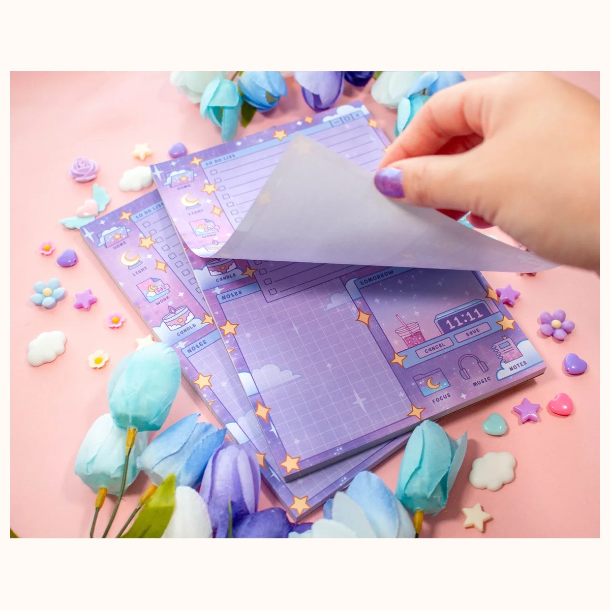 Study Night Planner Pad | Kawaii Art Aesthetic Stationery view 2