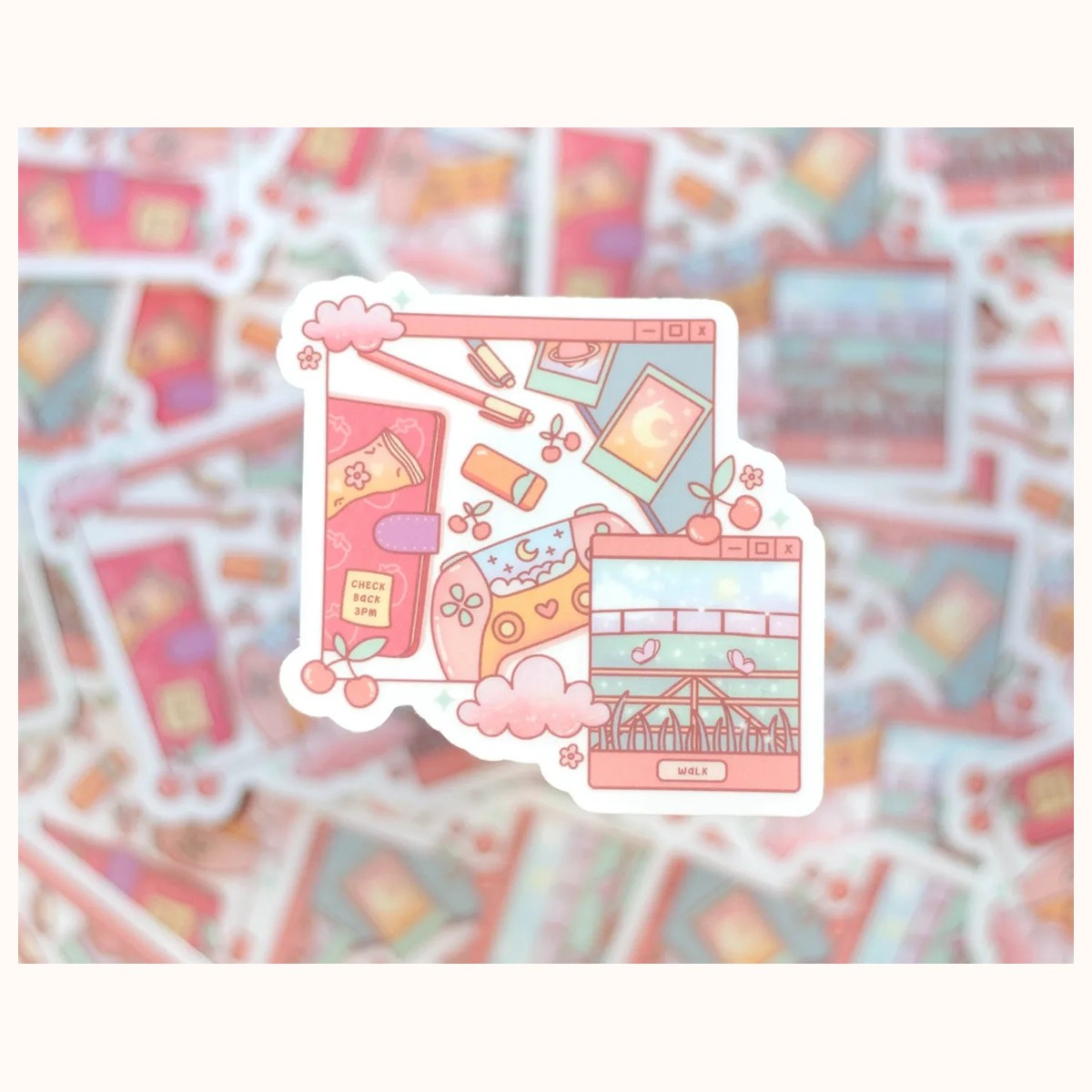 Study Break Vinyl CLEAR Sticker | Cute Aesthetic Waterproof Durable Laptop Sticker view 2