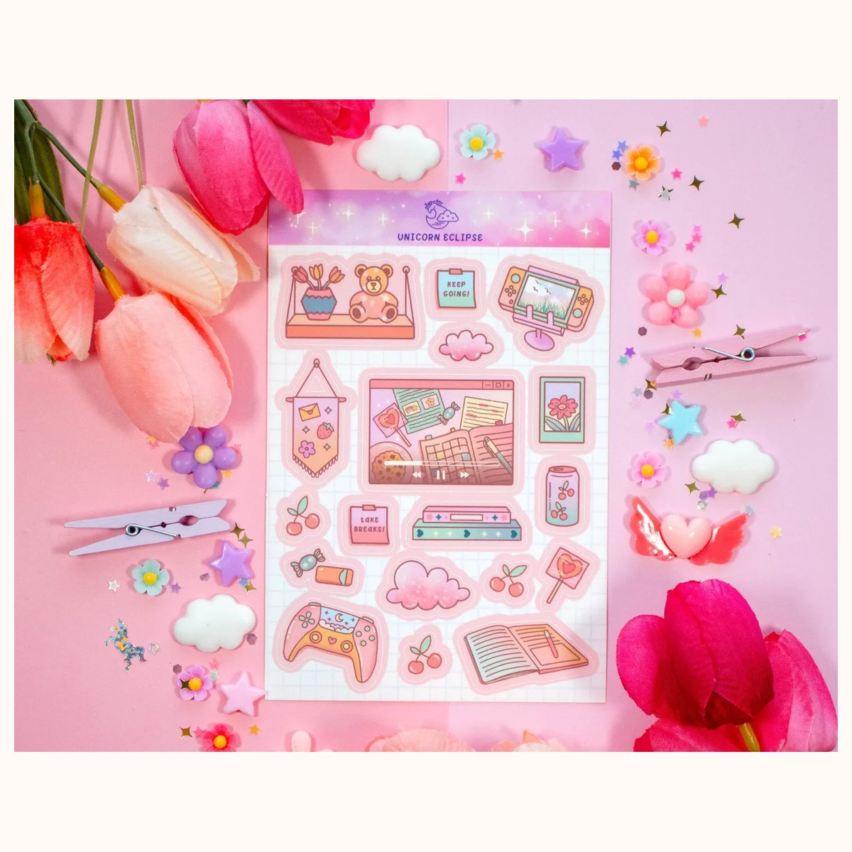 Study Break Aesthetic Sticker Sheet | Planner Stickers, Kawaii Stickers, stickers from Farouk Book Store