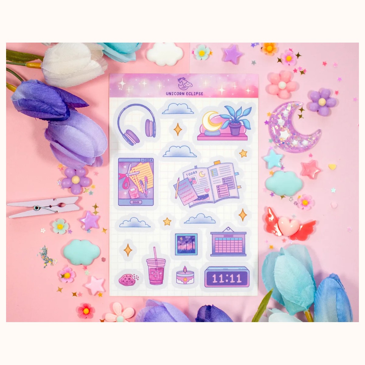 Study Night Aesthetic Sticker Sheet | Planner Stickers, Kawaii Stickers, stickers from Farouk Book Store