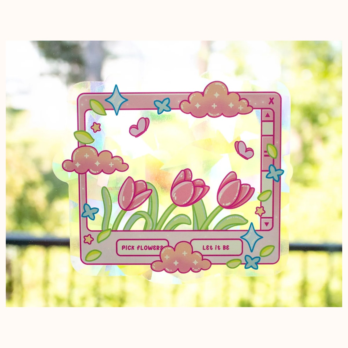 Tulip Dreams Suncatcher Sticker | Rainbow Maker Window Decal view 6