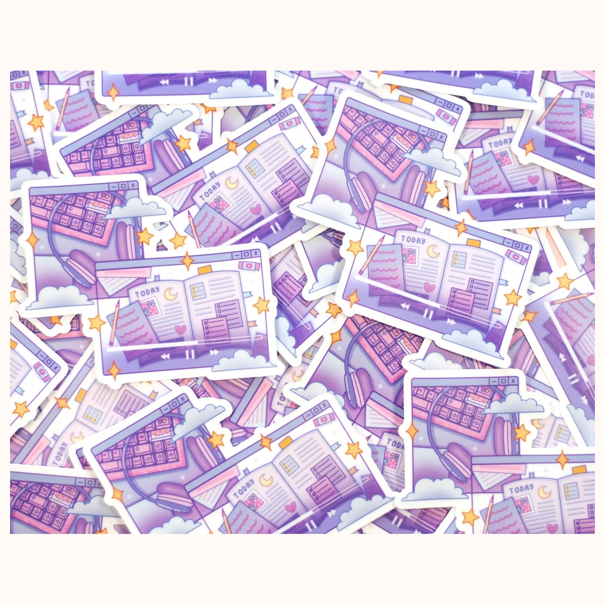 Study Night Vinyl CLEAR Sticker | Cute Aesthetic Waterproof Durable Laptop Sticker view 4