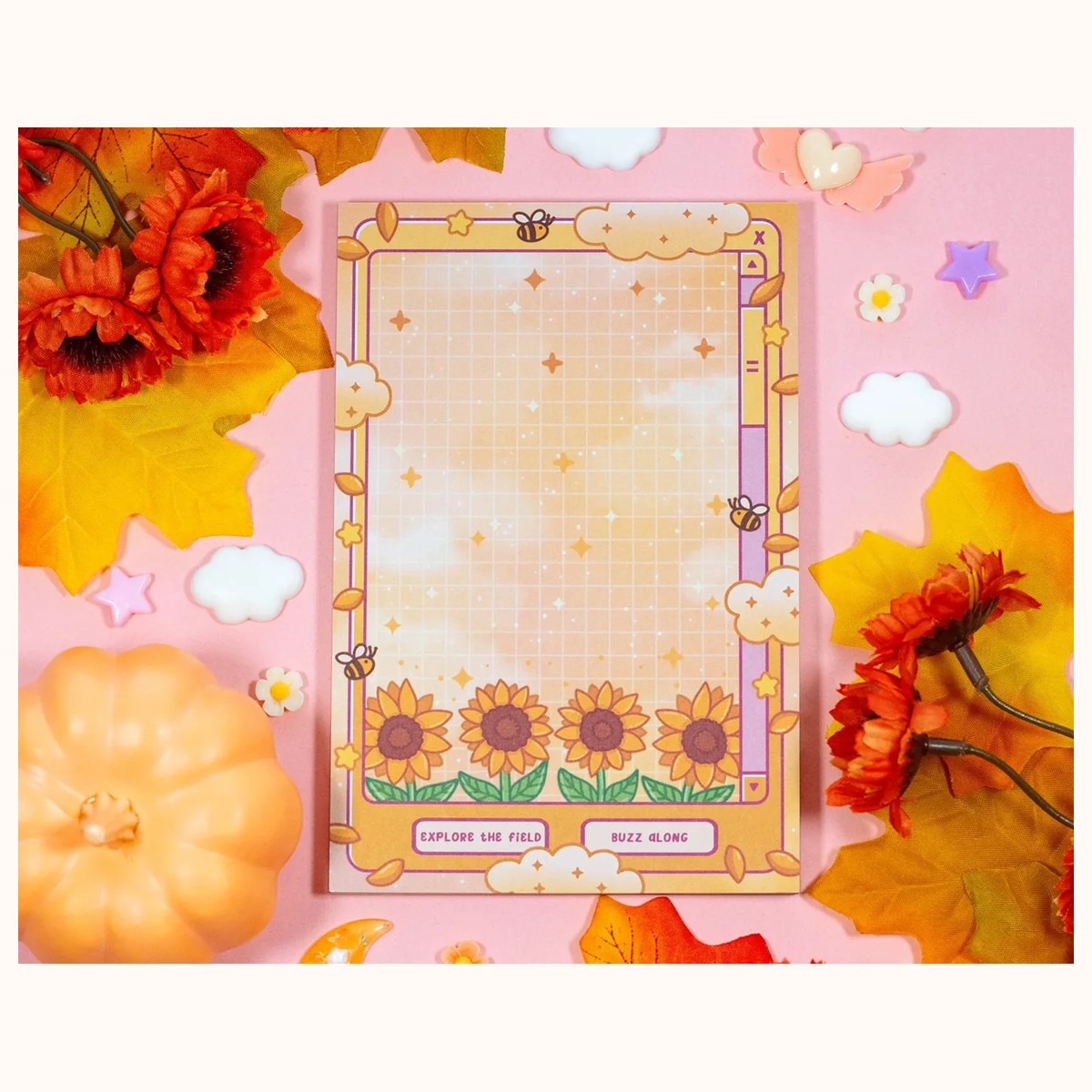 Sunflower Dreams Window Notepad | Cute Dreamy Kawaii Aesthetic Stationery Memo Pad, notepads from Farouk Book Store