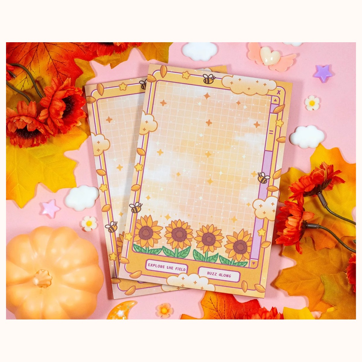 Sunflower Dreams Window Notepad | Cute Dreamy Kawaii Aesthetic Stationery Memo Pad view 2