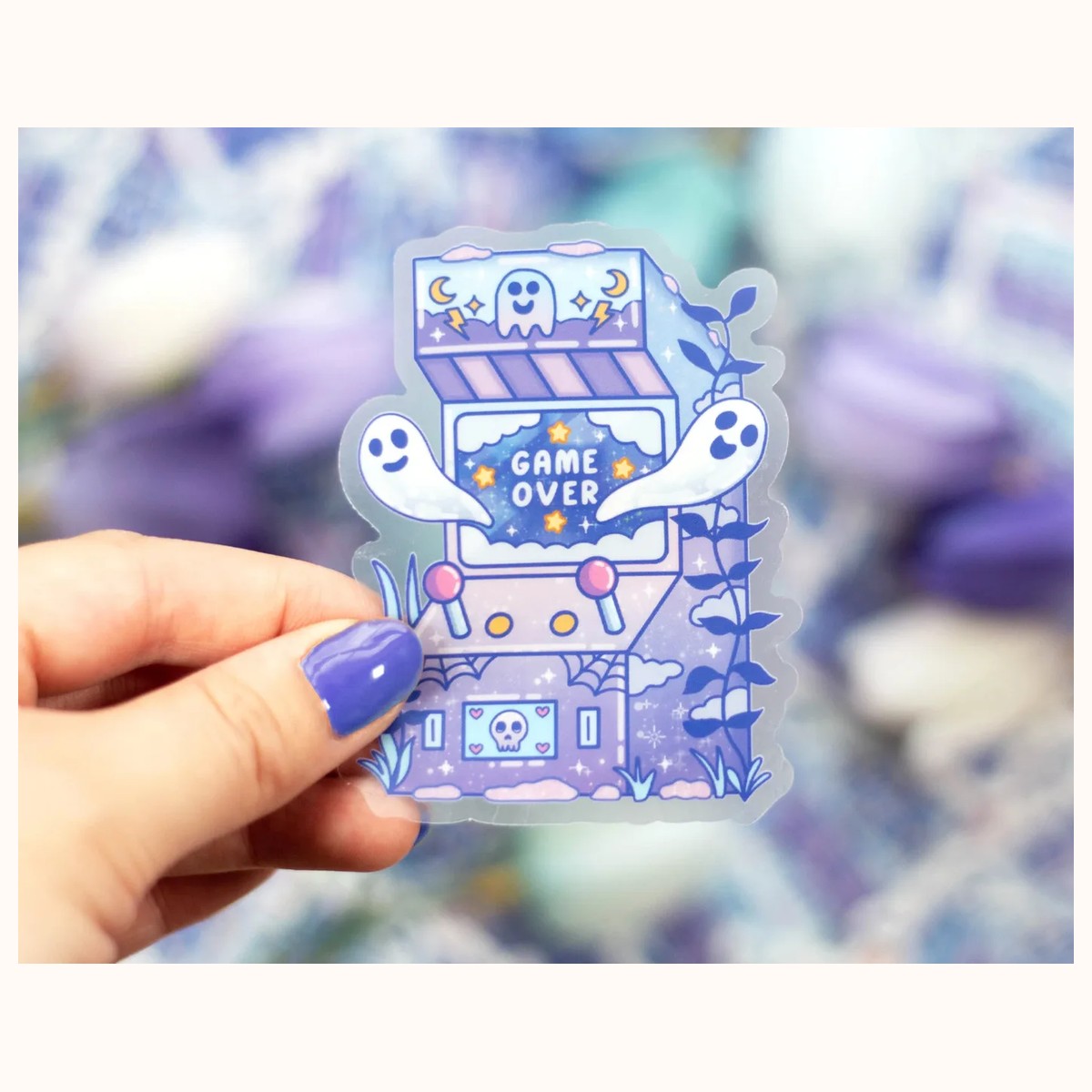 Ghost Arcade CLEAR Sticker | Cute Aesthetic Waterproof Durable Laptop Sticker view 2