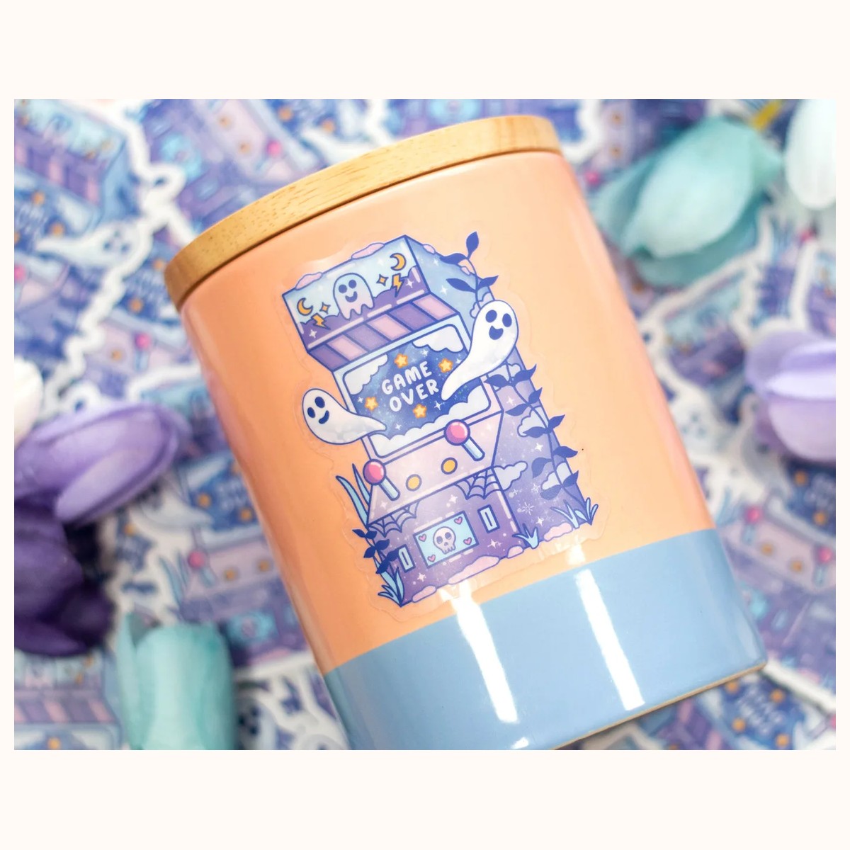 Ghost Arcade CLEAR Sticker | Cute Aesthetic Waterproof Durable Laptop Sticker view 3