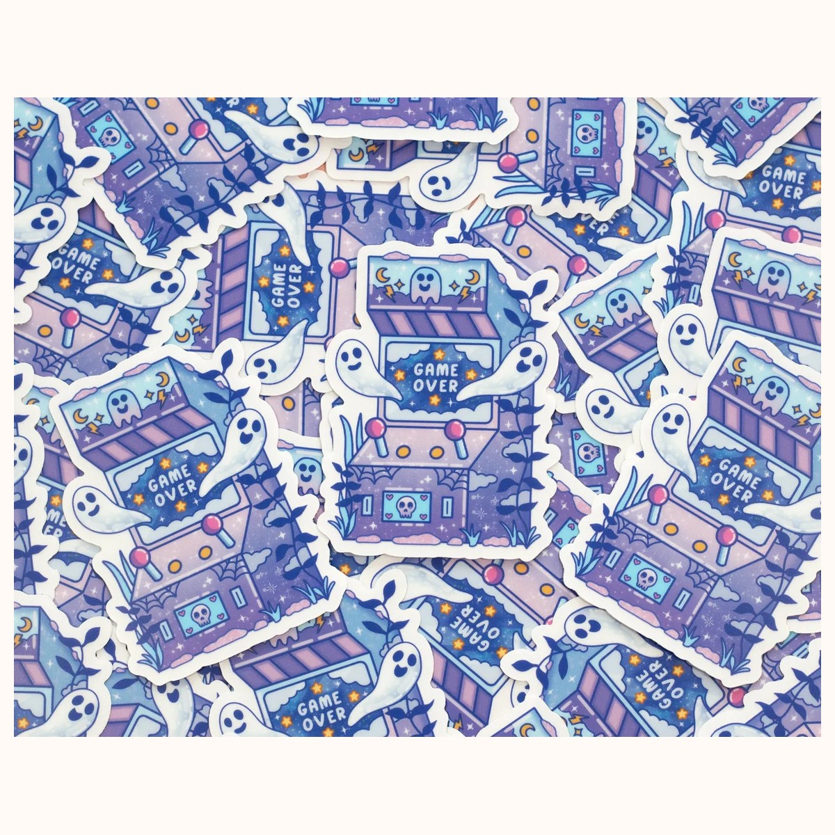 Ghost Arcade CLEAR Sticker | Cute Aesthetic Waterproof Durable Laptop Sticker view 4