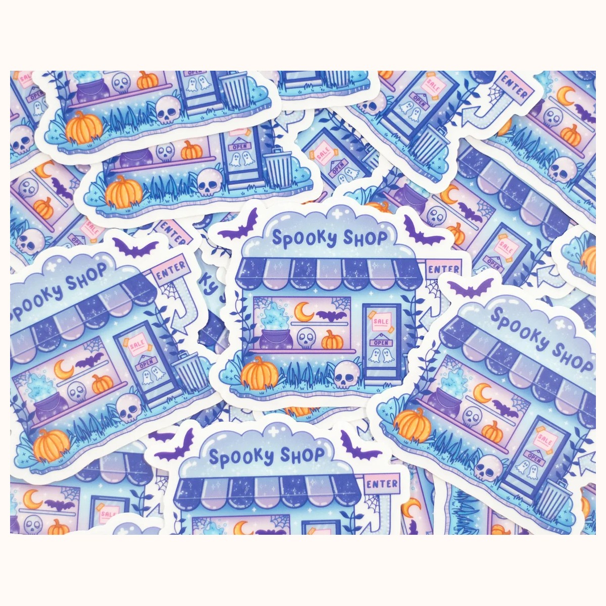Spooky Shop CLEAR Sticker | Cute Aesthetic Waterproof Durable Laptop Sticker view 4