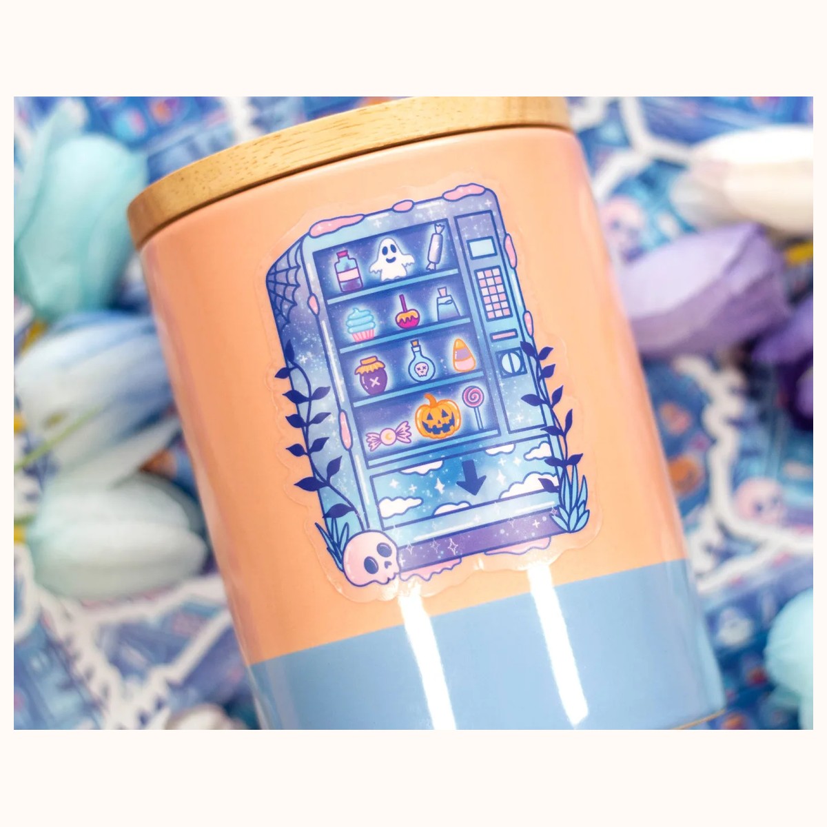 Spooky Snack Machine CLEAR Sticker | Cute Aesthetic Waterproof Durable Laptop Sticker view 2