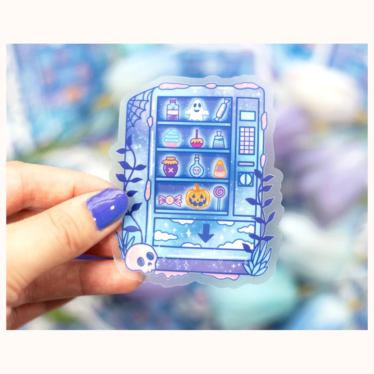 Spooky Snack Machine CLEAR Sticker | Cute Aesthetic Waterproof Durable Laptop Sticker view 3