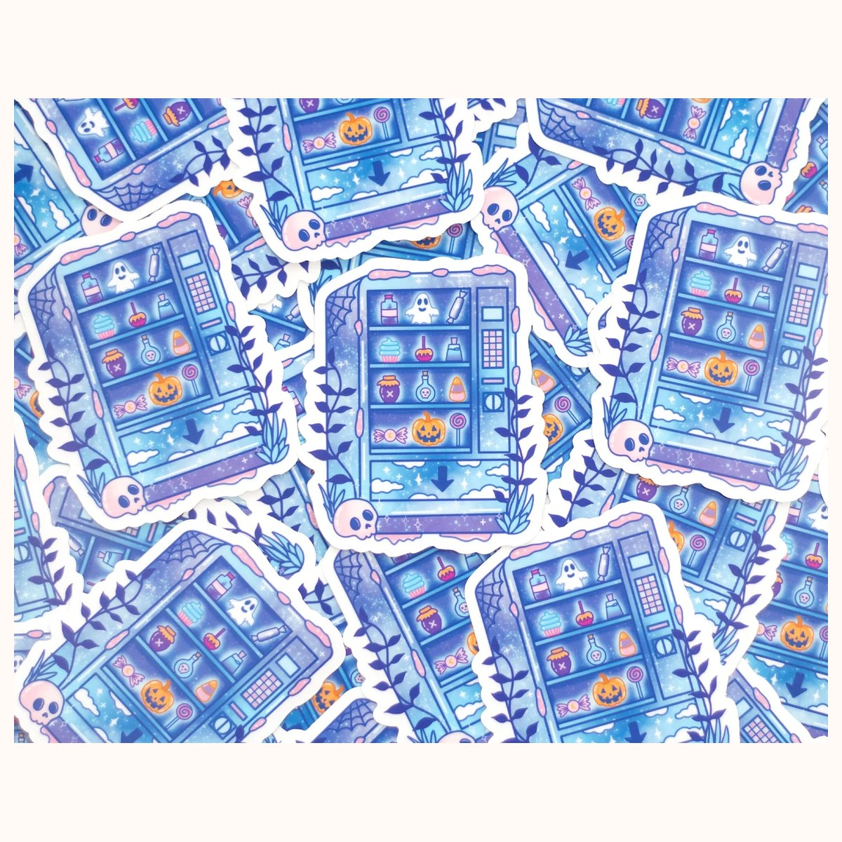 Spooky Snack Machine CLEAR Sticker | Cute Aesthetic Waterproof Durable Laptop Sticker view 4