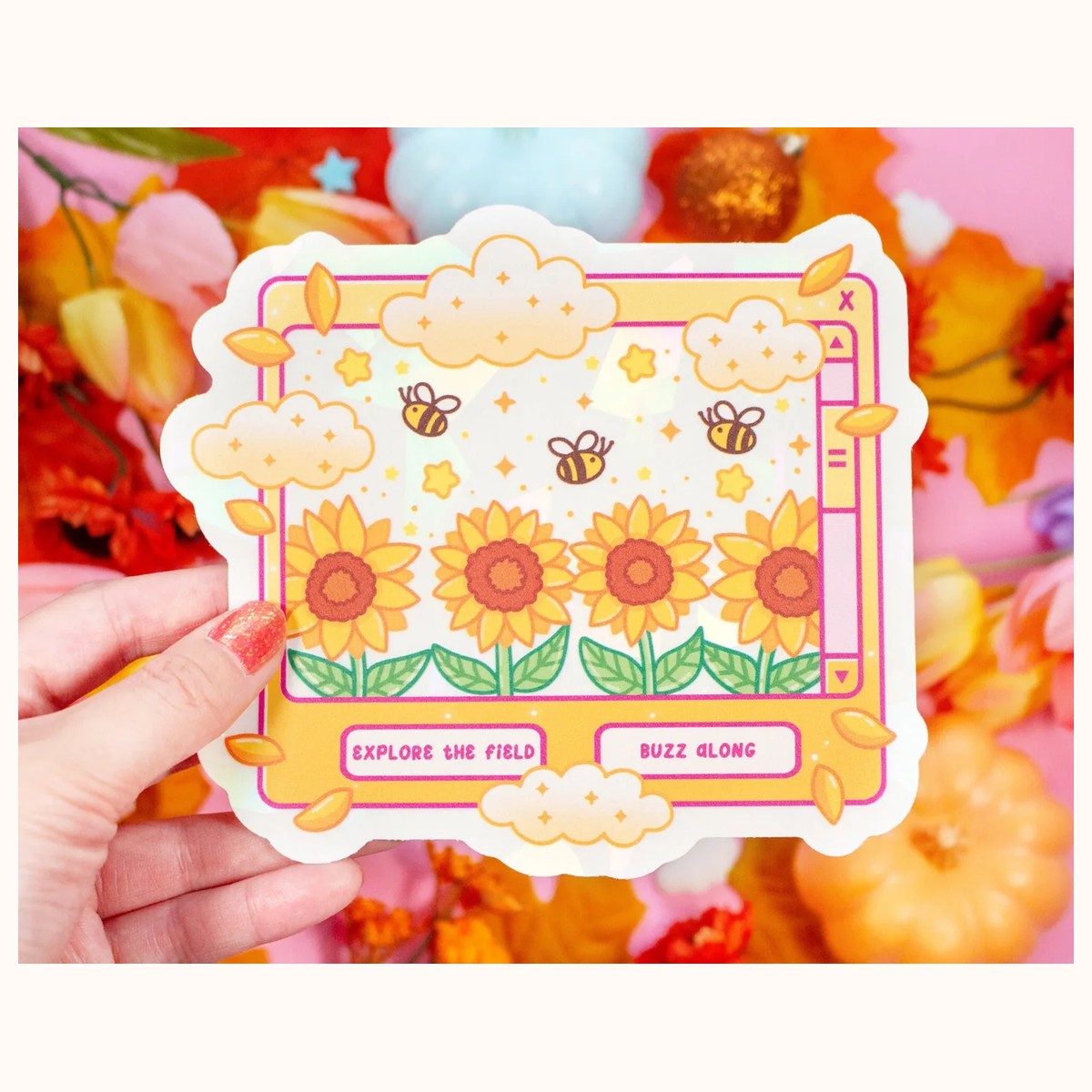 Sunflower Dreams Suncatcher Sticker | Rainbow Maker Window Decal view 4