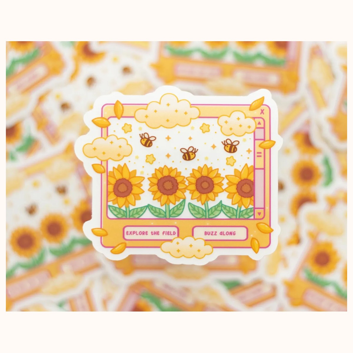 Sunflower Dreams Window CLEAR Sticker | Cute Aesthetic Waterproof Durable Laptop Sticker view 3