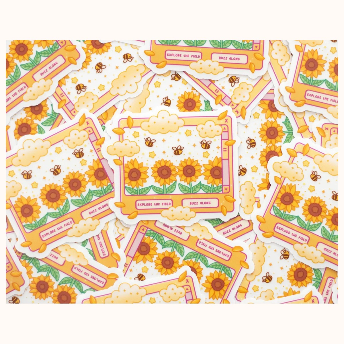 Sunflower Dreams Window CLEAR Sticker | Cute Aesthetic Waterproof Durable Laptop Sticker view 4