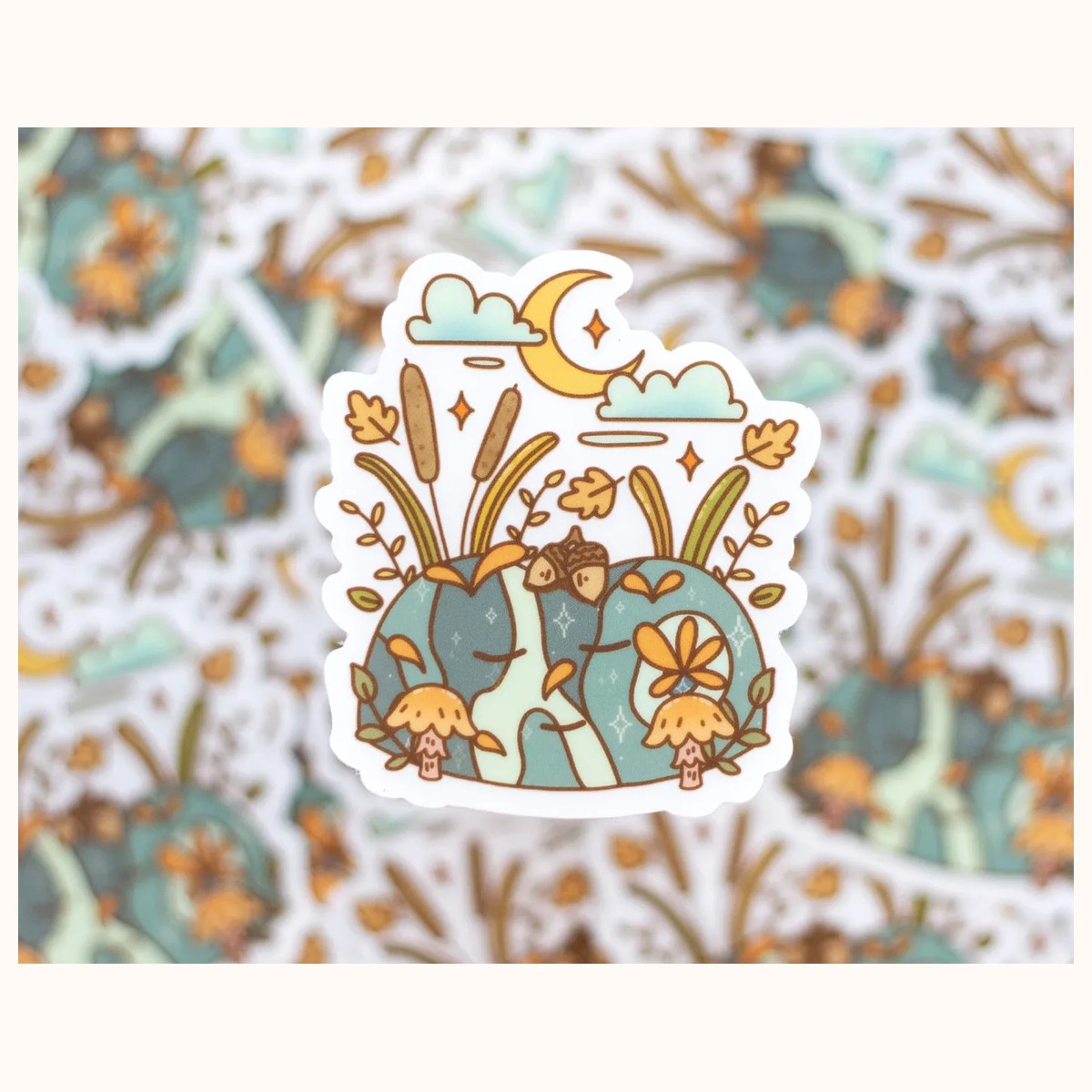 Sleepy Forest CLEAR Sticker | Cute Aesthetic Waterproof Durable Laptop Sticker view 2