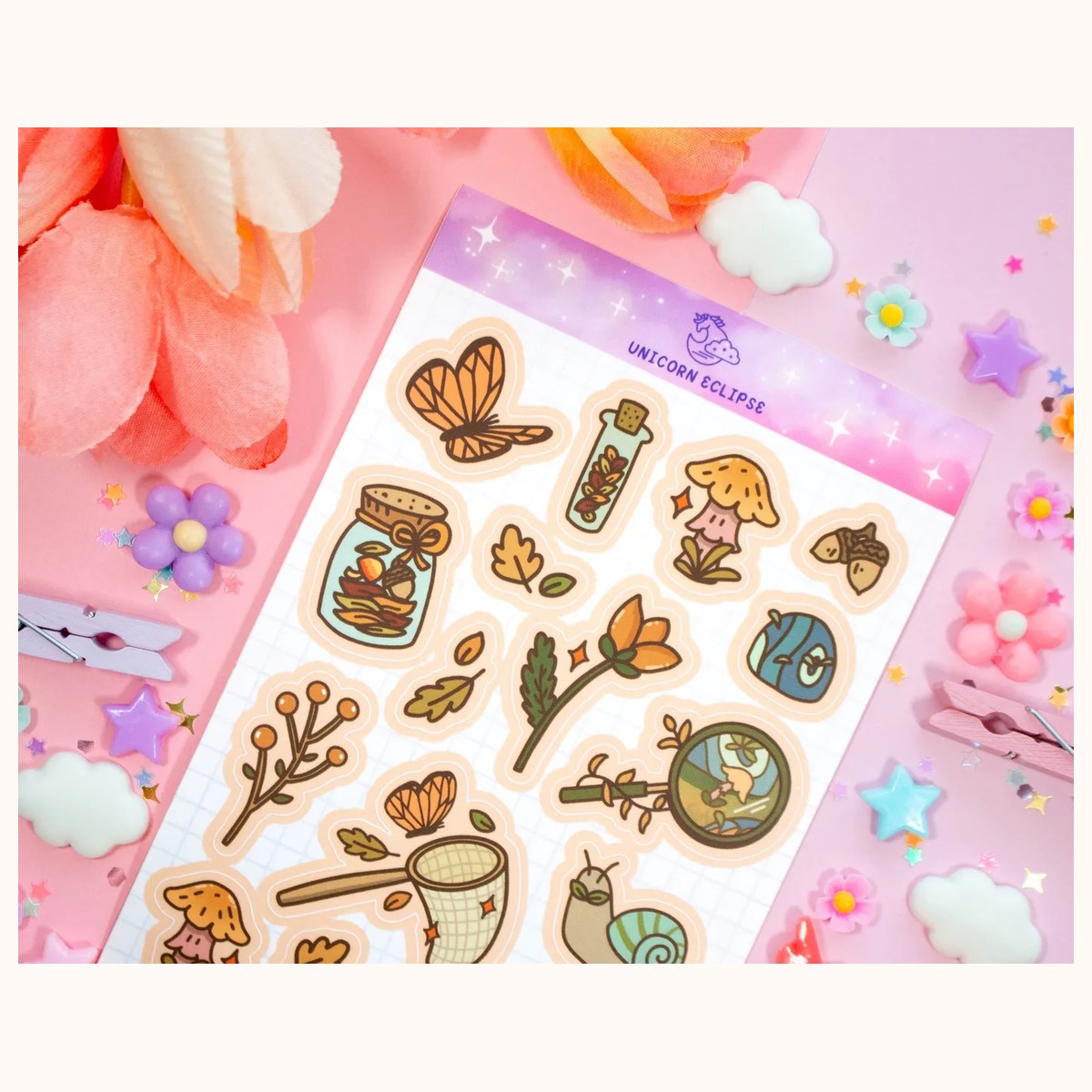 Forest Finds Aesthetic Cute Sticker Sheet | Planner Stickers, Decorative Stickers, Sticker Sheet view 2