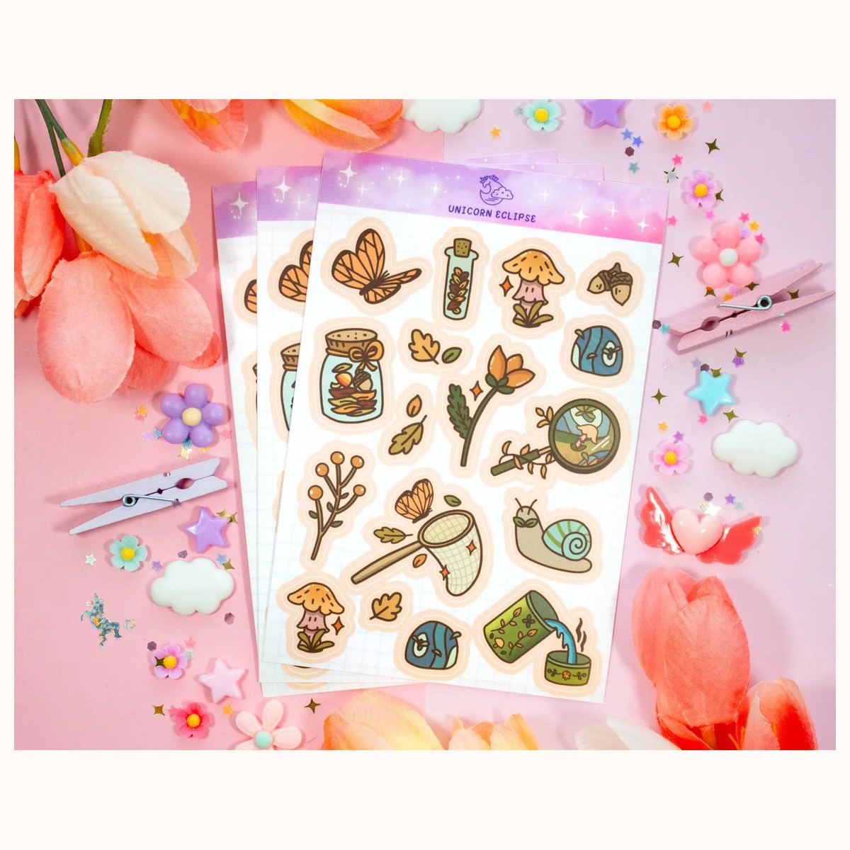 Forest Finds Aesthetic Cute Sticker Sheet | Planner Stickers, Decorative Stickers, Sticker Sheet view 3