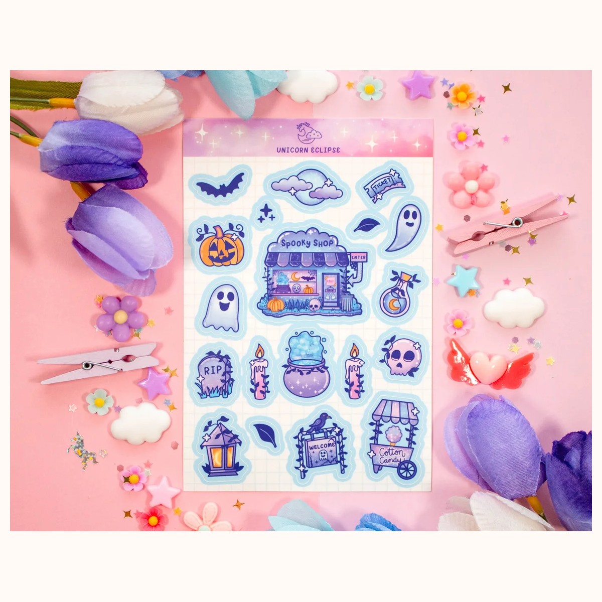 Spirit Town Aesthetic Cute Sticker Sheet | Planner Stickers, Decorative Stickers, Sticker Sheet, stickers from Farouk Book Store