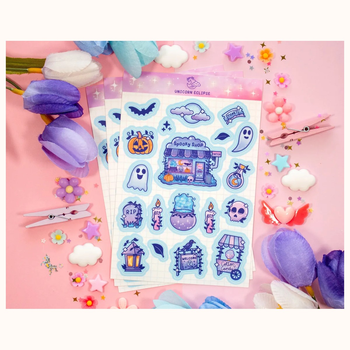 Spirit Town Aesthetic Cute Sticker Sheet | Planner Stickers, Decorative Stickers, Sticker Sheet view 2