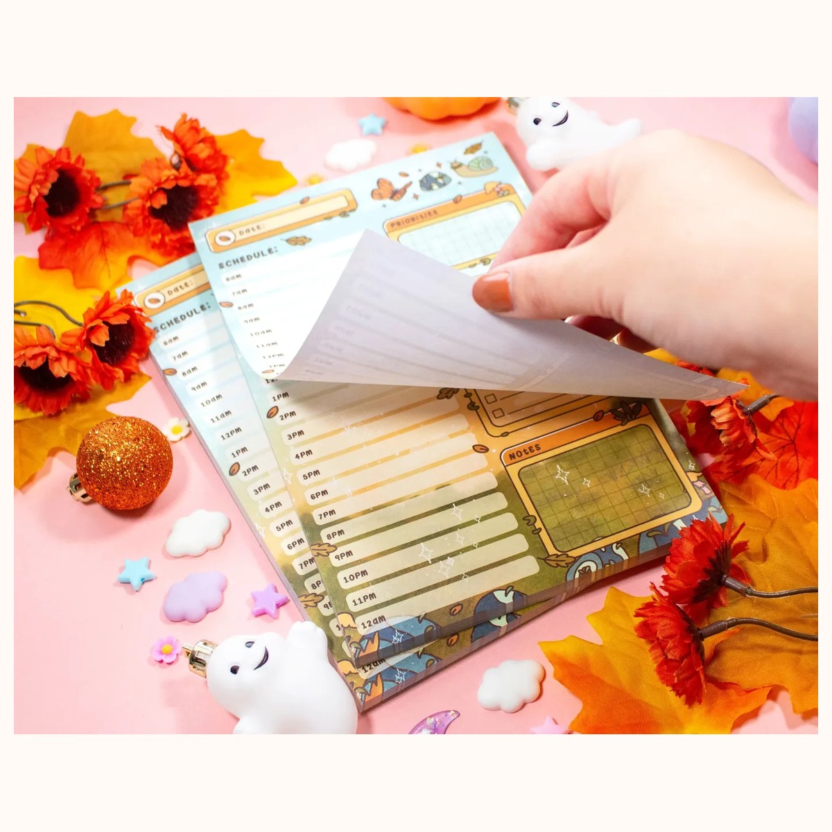 Forest Finds Hourly Schedule Planner Pad | Dreamy Cute Kawaii Art Aesthetic Stationery Note Pad view 2