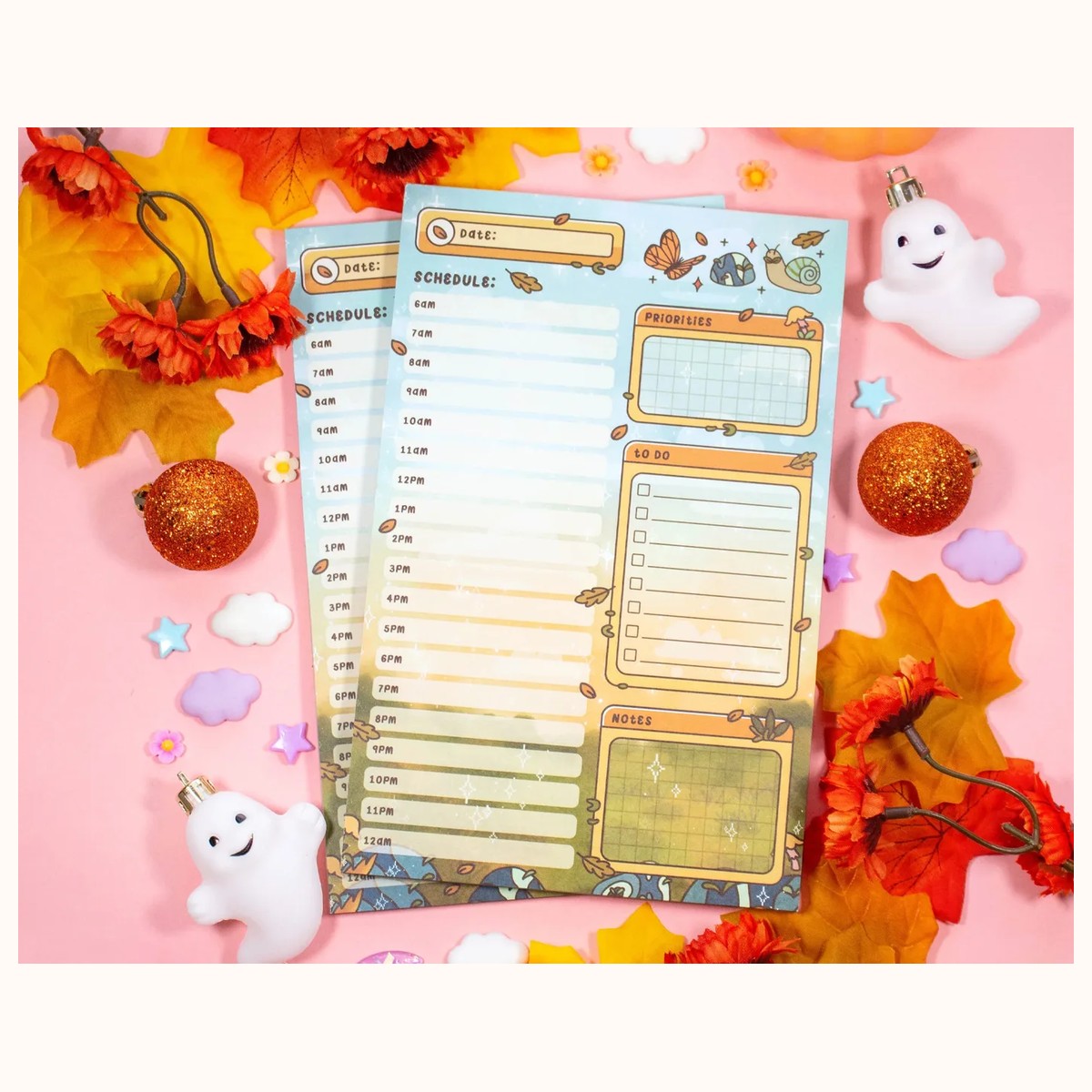 Forest Finds Hourly Schedule Planner Pad | Dreamy Cute Kawaii Art Aesthetic Stationery Note Pad view 3