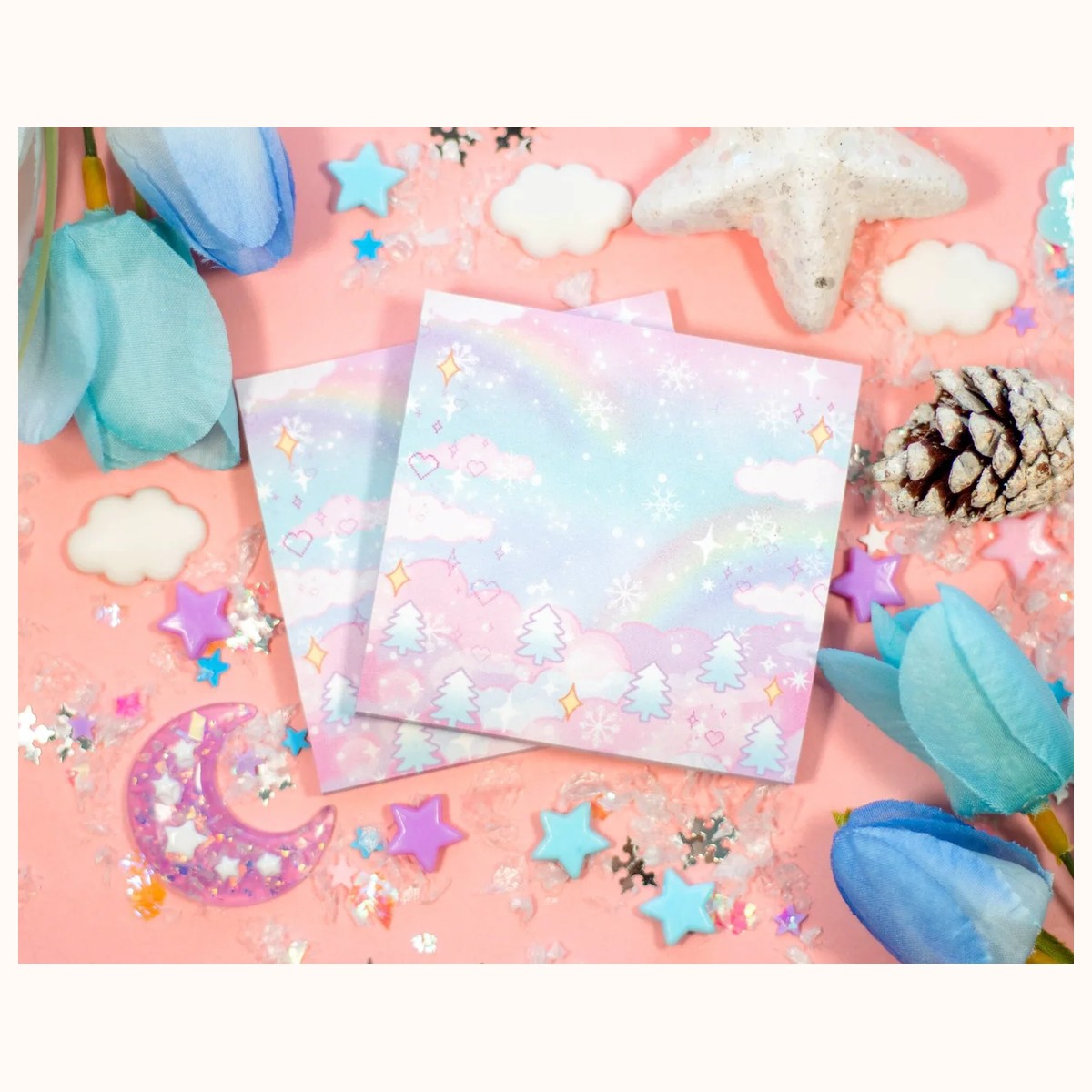 Whimsical Wonderland Cute Aesthetic Christmas Sticky Notes view 2
