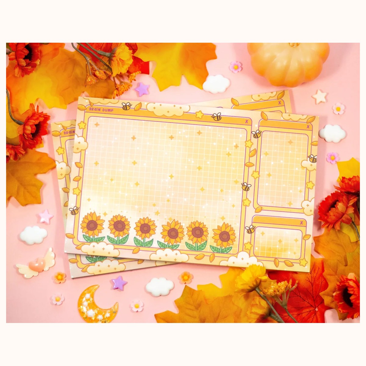 Sunflower Dreams Brain Dump Planner Pad | Kawaii Art Cute Aesthetic Stationery Office Supplies Gift view 3