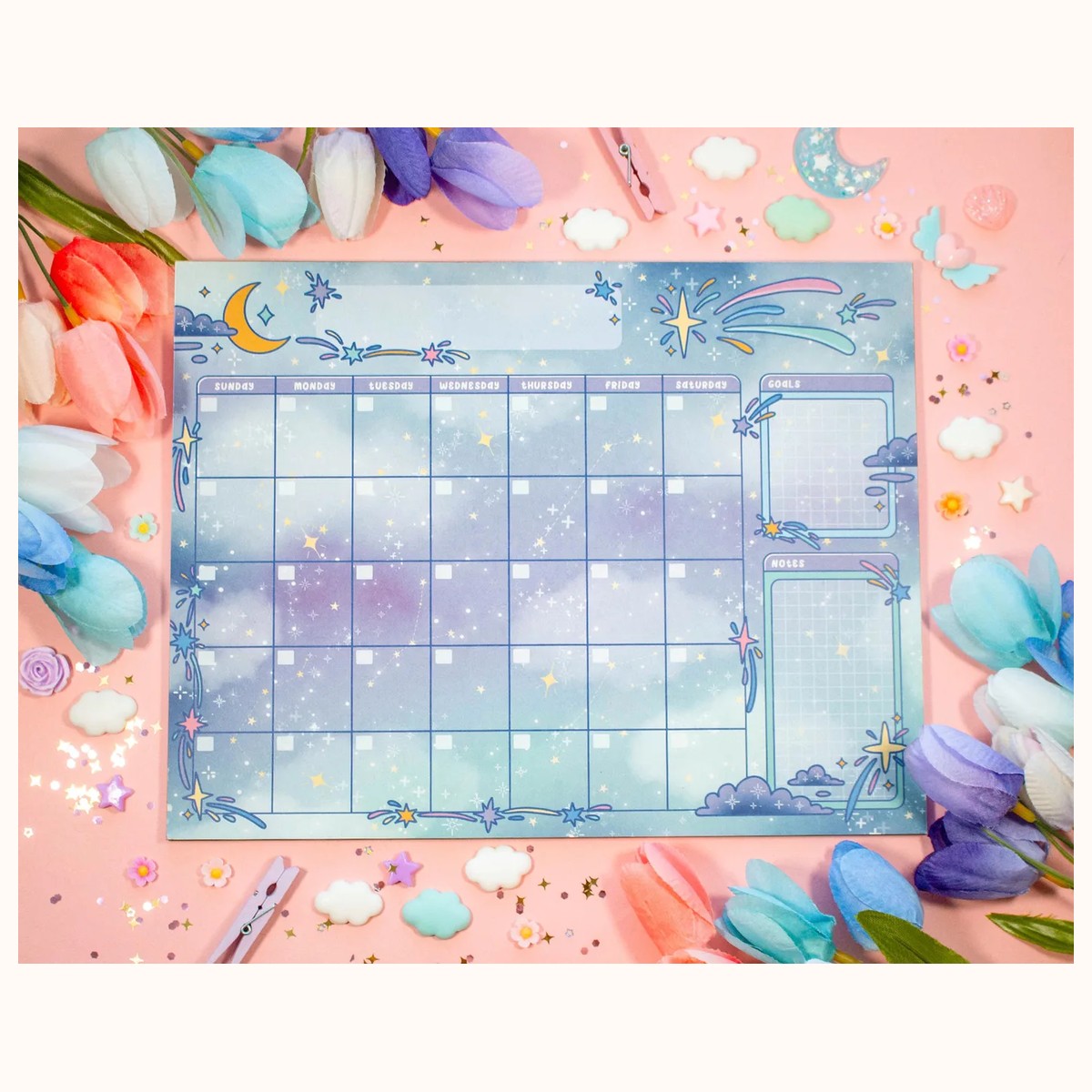 Celestial Galaxy Monthly Planner Pad | 24 Pages Dreamy Cute Aesthetic Stationery Note Pad, notepads from Farouk Book Store