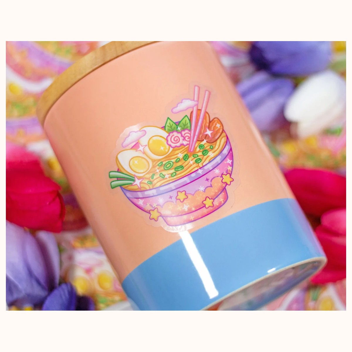 Ramen Bowl CLEAR Sticker | Cute Aesthetic Waterproof Durable Laptop Sticker view 2