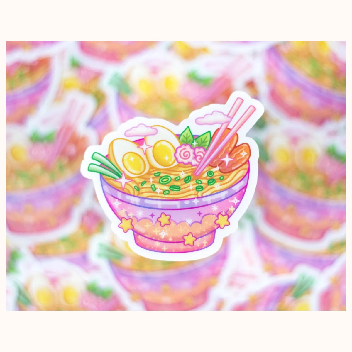 Ramen Bowl CLEAR Sticker | Cute Aesthetic Waterproof Durable Laptop Sticker view 3