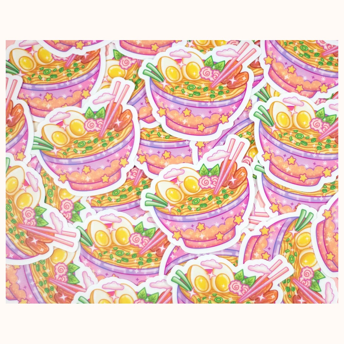 Ramen Bowl CLEAR Sticker | Cute Aesthetic Waterproof Durable Laptop Sticker view 4