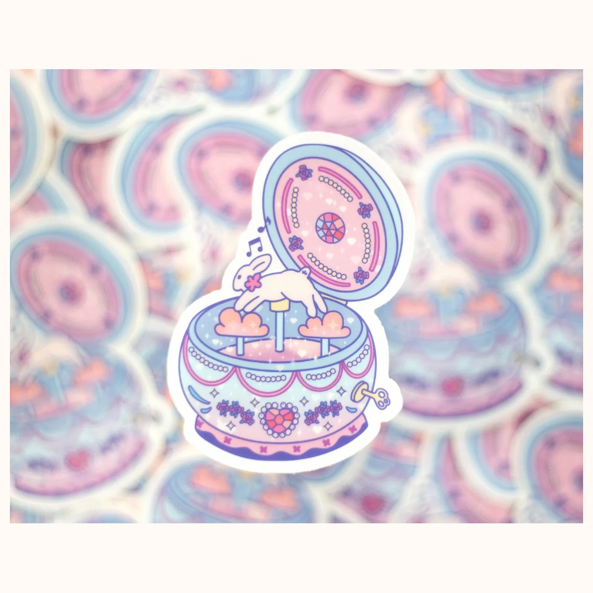 Music Box CLEAR Sticker | Cute Aesthetic Waterproof Durable Laptop Sticker view 2