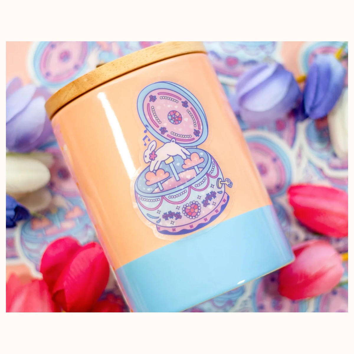 Music Box CLEAR Sticker | Cute Aesthetic Waterproof Durable Laptop Sticker view 4