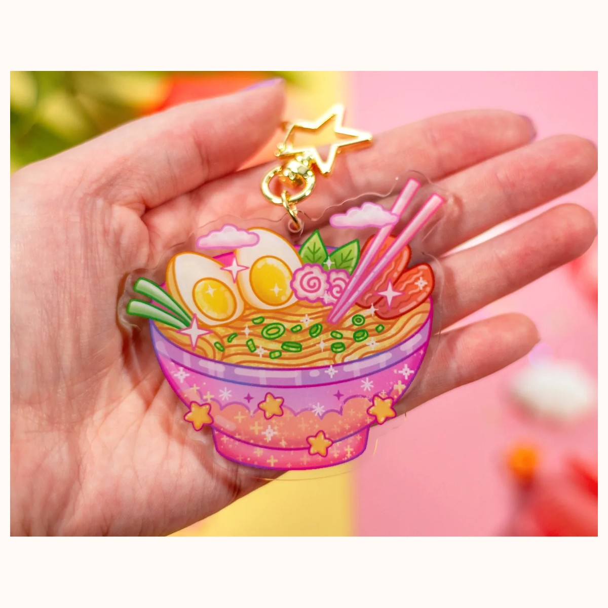 Ramen Bowl Aesthetic Cute Acrylic Charm Keychain view 2