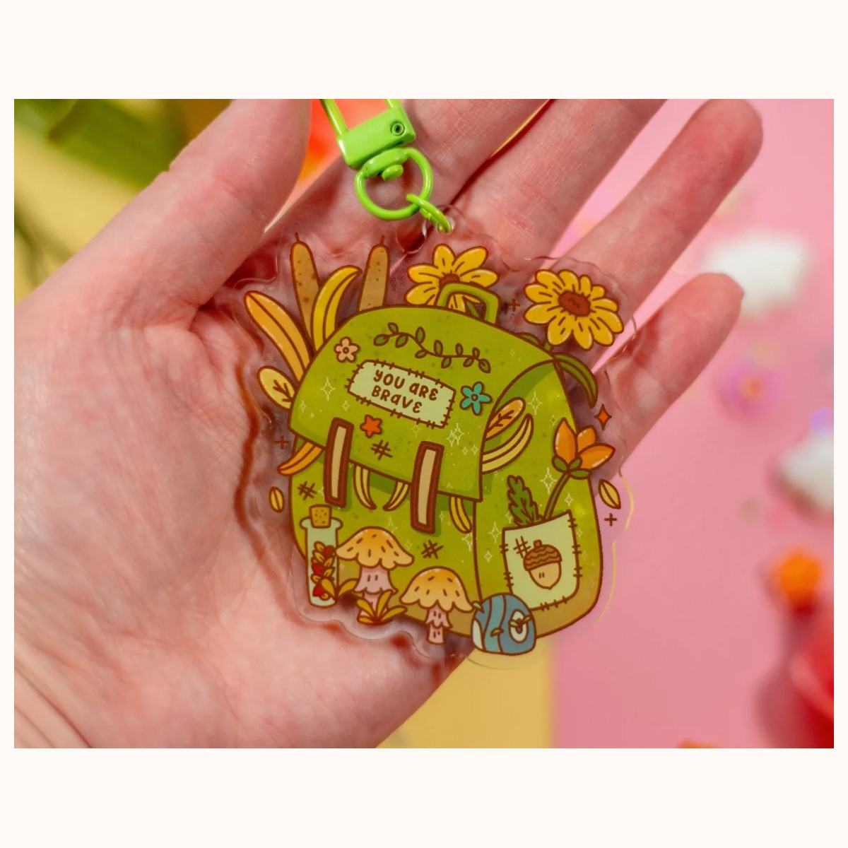Nature Backpack Aesthetic Cute Acrylic Charm Keychain view 2